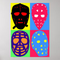 Poster d'art pop de hockey masques de gardien de b