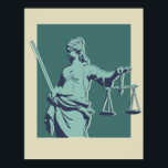 Poster d'art pop de Lady Justice<br><div class="desc">Lady Justice - turquoise clair,  turquoise foncé et affiche d'art pop marine</div>