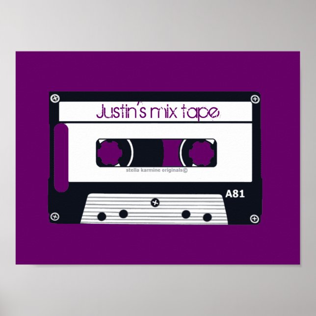 POSTER D'ART POP PERSONNALISABLE vintage "MIX TAPE (Devant)