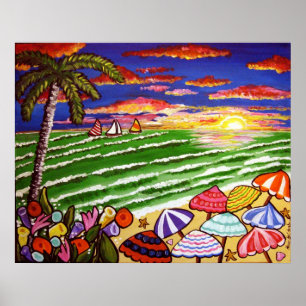 Poster d'art populaire clé de la Siesta Beach Suns