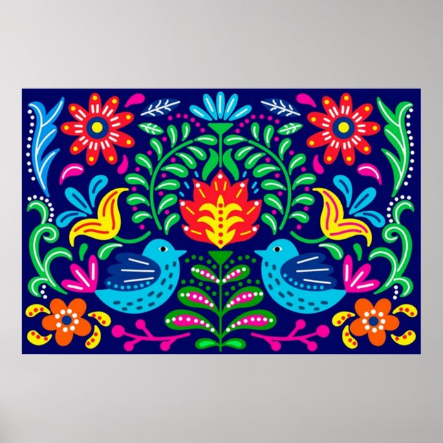 Poster d'art populaire Fleurs et Oiseaux (Devant)