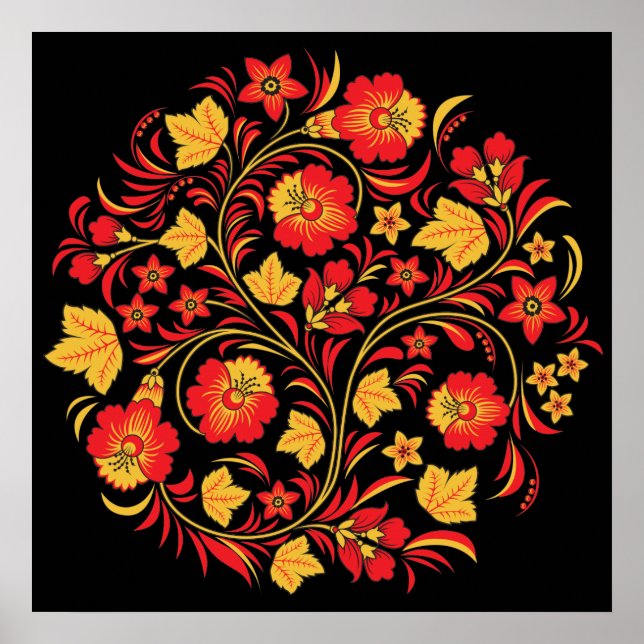 Poster d'art populaire russe Khokhloma Hohloma (Devant)