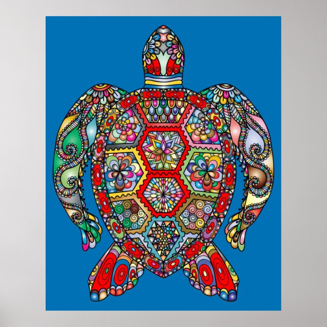 Poster d'art Psychédélique sur la tortue de mer (Devant)
