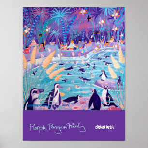 Poster d'art : Purple Penguin Party au Zoo