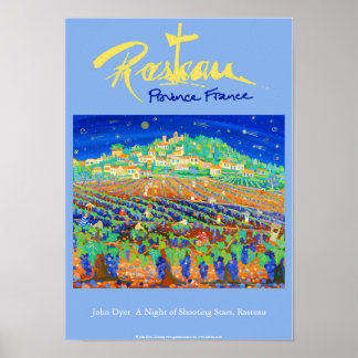 Poster d'art : Rasteau, France. Bleu de Provence