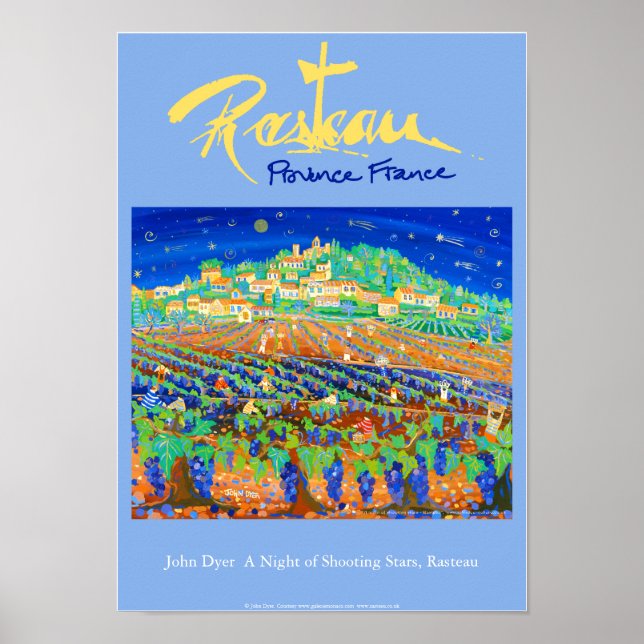 Poster d'art : Rasteau, France. Bleu de Provence (Devant)
