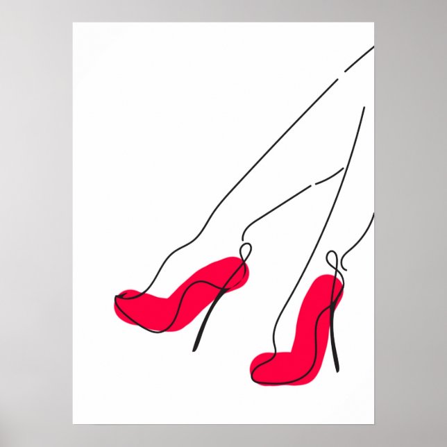 Poster d'art Red High Heel Shoe Line (Devant)