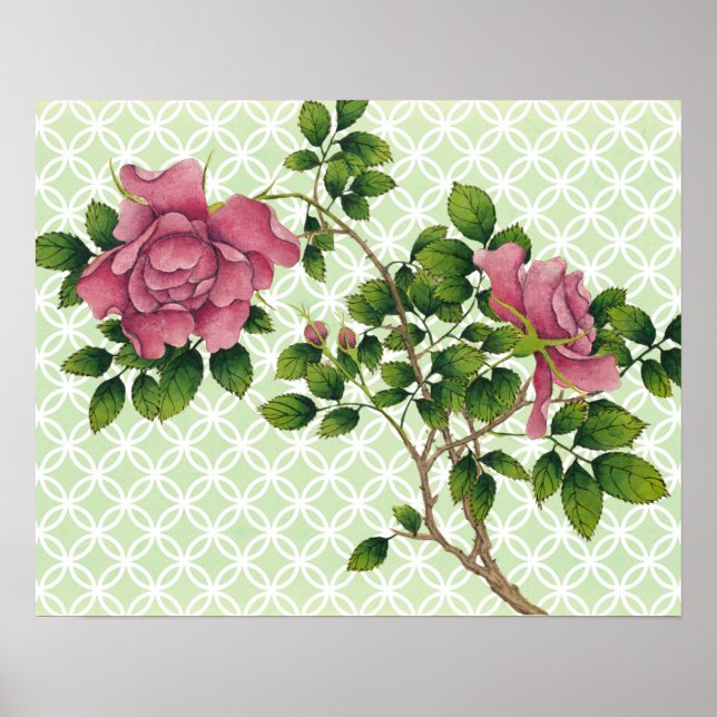 Poster d'art rétro rose vintage (Devant)