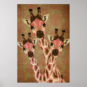 Poster d'art Rosa & Copper Giraffes