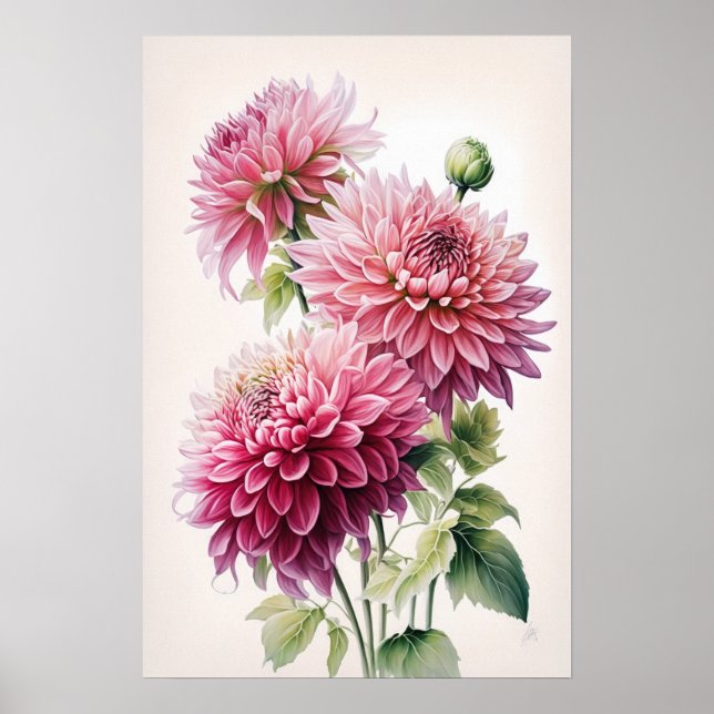 Poster d'art rose Dahlia (Devant)