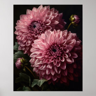 Poster d'art rose Dahlia