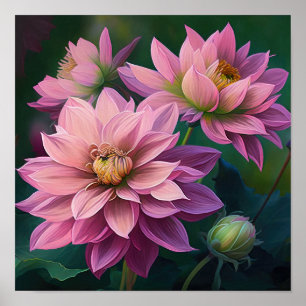 Poster d'art rose Dahlia