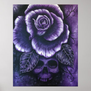 Poster d'art Rose du crâne "Purple Haze" Imprimer