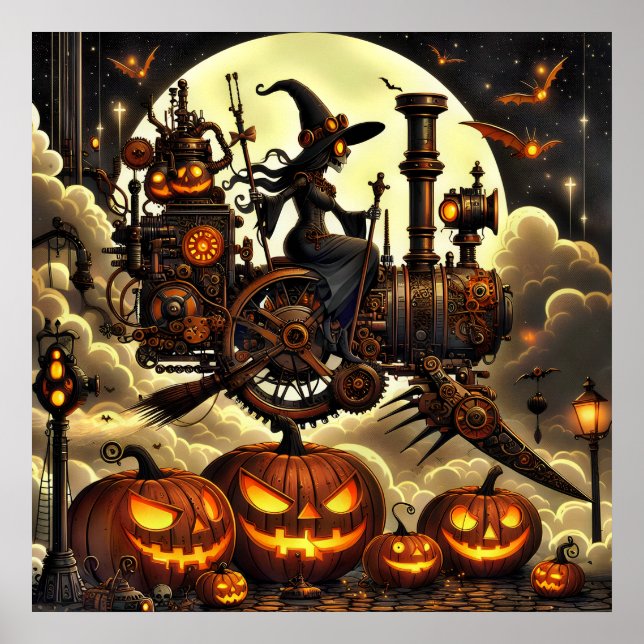 Poster d'art sorcière Steampunk (Devant)