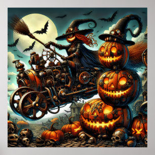 Poster d'art sorcière Steampunk
