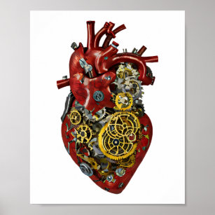Poster d'art Steampunk Coeur Humain Anatomie
