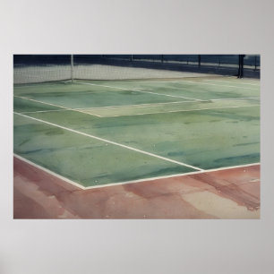 Poster d'art sur le court de tennis patiné