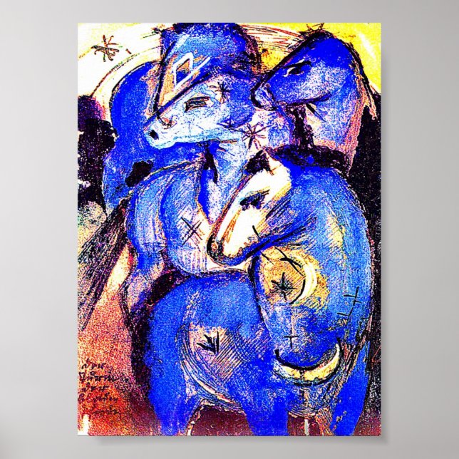 Poster d'art Tour des Chevaux Bleus Imprimer (Devant)
