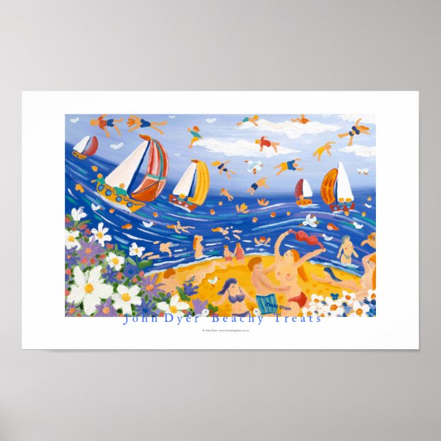 Poster d'art : Traitements de plage. Baigneurs et  (Devant)