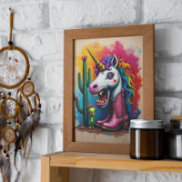 Poster d'art Unicorne Zombie ou papier découpage