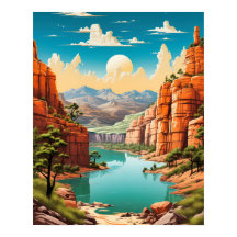 Poster d'art vibrant et rétro Grand Canyon