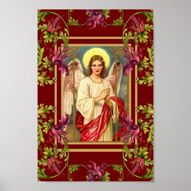 Poster d'Art vintage Angel Floral Religieux (Devant)