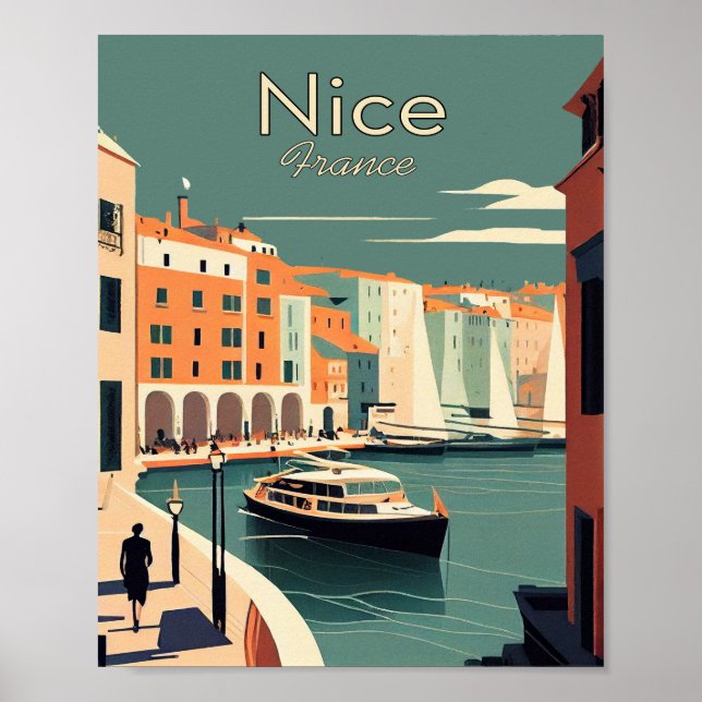 Poster d'Art Vintage minimaliste Nice France (Devant)