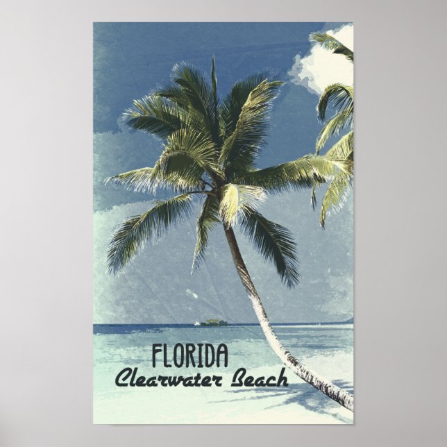 Poster d'art Vintage voyage Clearwater Beach Flori (Devant)