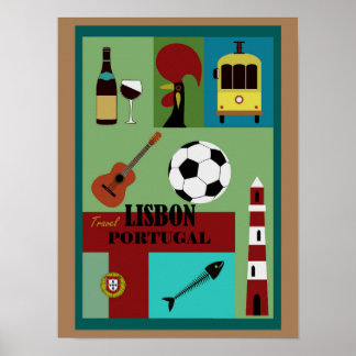 Poster d'art Vintage voyage Lisbonne Portugal