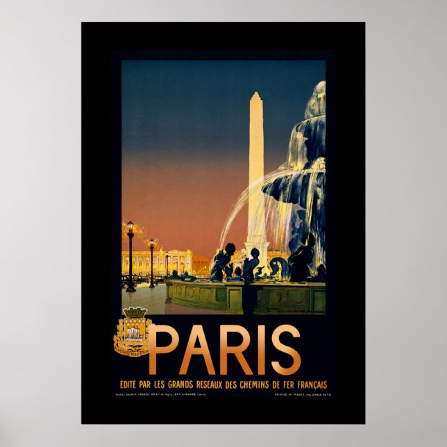 Poster d'art Vintage voyage Paris, France (Devant)