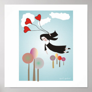 Poster d'art Whimsical Nonnes "Soaring Nun"