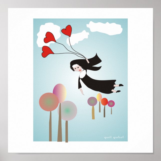 Poster d'art Whimsical Nonnes "Soaring Nun" (Devant)