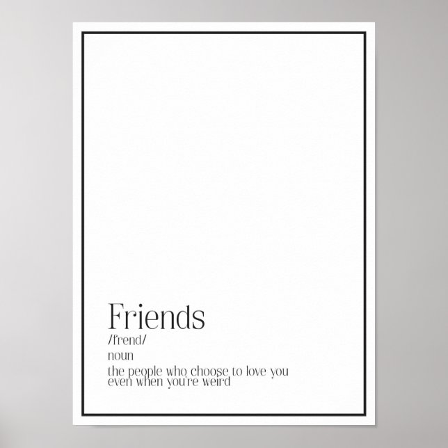 Poster d'art Word de définition d'amis (Devant)