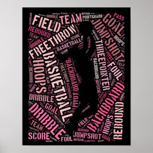 Poster d'art Word du joueur de basket-ball féminin