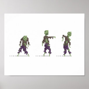 Poster d'art Zombies 8 bits Pixel