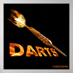Poster Darts With Golden Dart In Flames