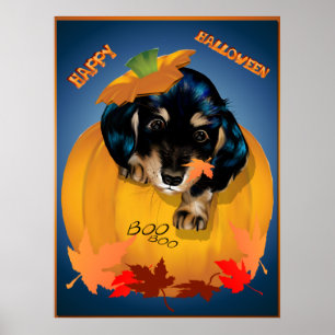 Poster Dashund Halloween - huez l'affiche