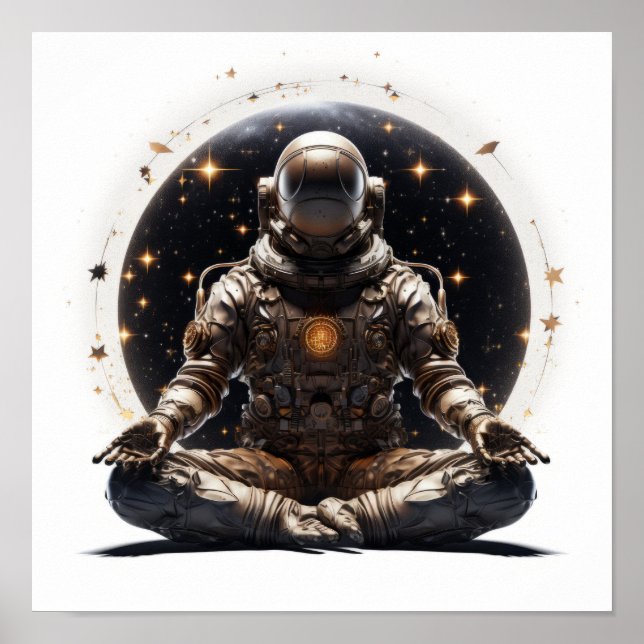 Poster d'astronautes Zen - Méditation de Bouddha d (Devant)