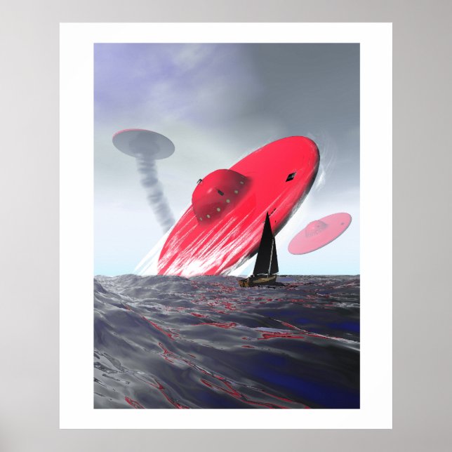 Poster d'attaque de soucoupe rouge (Devant)