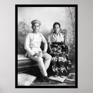 Poster Datto Mandi et sa femme aux Philippines 1903