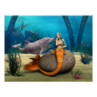 Dauphine sirène rêveuse Art fantastique sous-marin