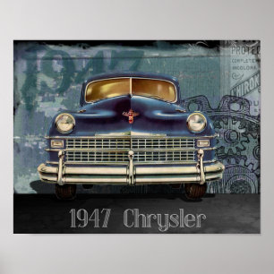 Poster d'auto Chrysler 1947 vintage