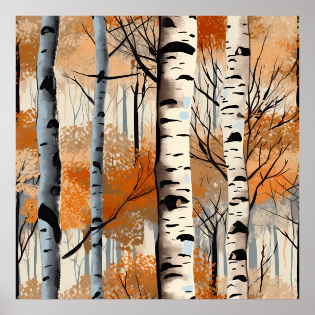 Poster d'automne Birch Trees (Devant)