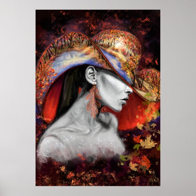 Poster d'automne Lady Imprimer - Peinture Art (Devant)