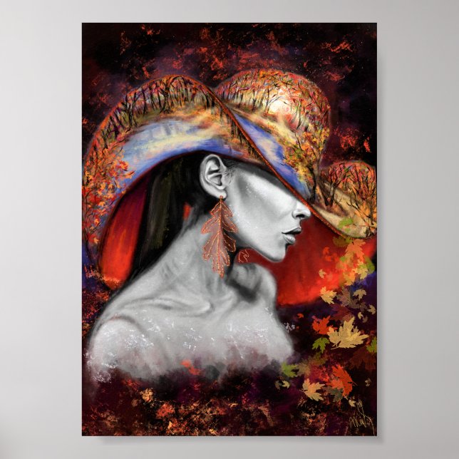 Poster d'automne Lady Imprimer - Peinture Art (Devant)