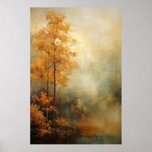 Poster d'automne vert et or nature