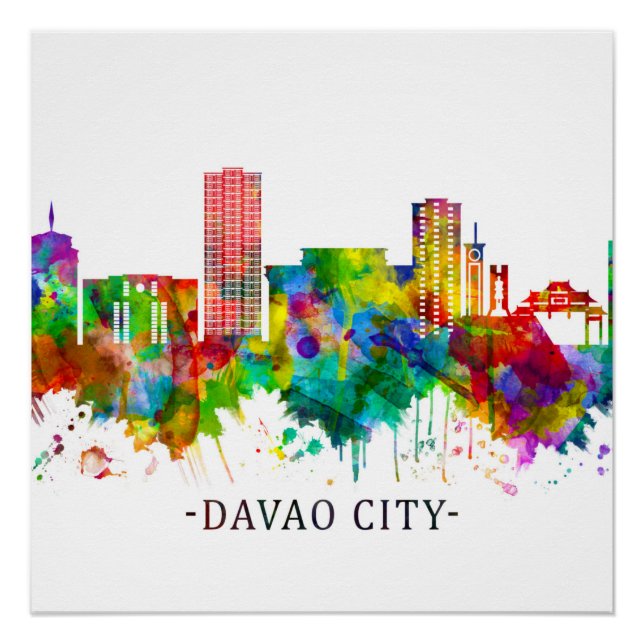 Poster Davao City Philippines Skyline (Devant)