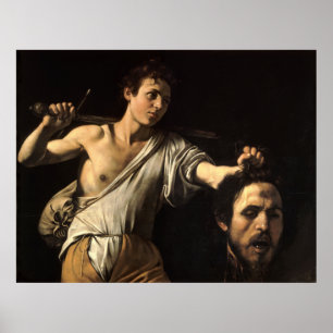 Poster David avec la tête de Goliath, Caravaggio