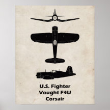 Poster d'avion 2ÈME GUERRE MONDIALE F4U Corsair -