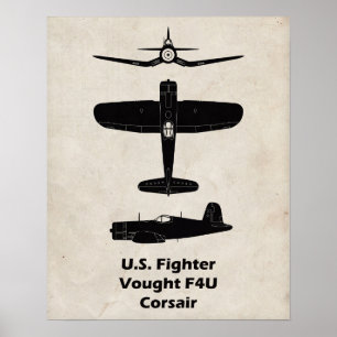 Poster d'avion 2ÈME GUERRE MONDIALE F4U Corsair -